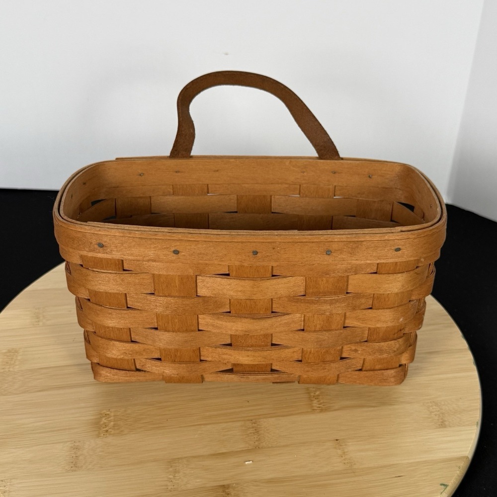 Longaberger Basket Vintage Hand Woven Hanging Oblong With Handle 1990 9" Long